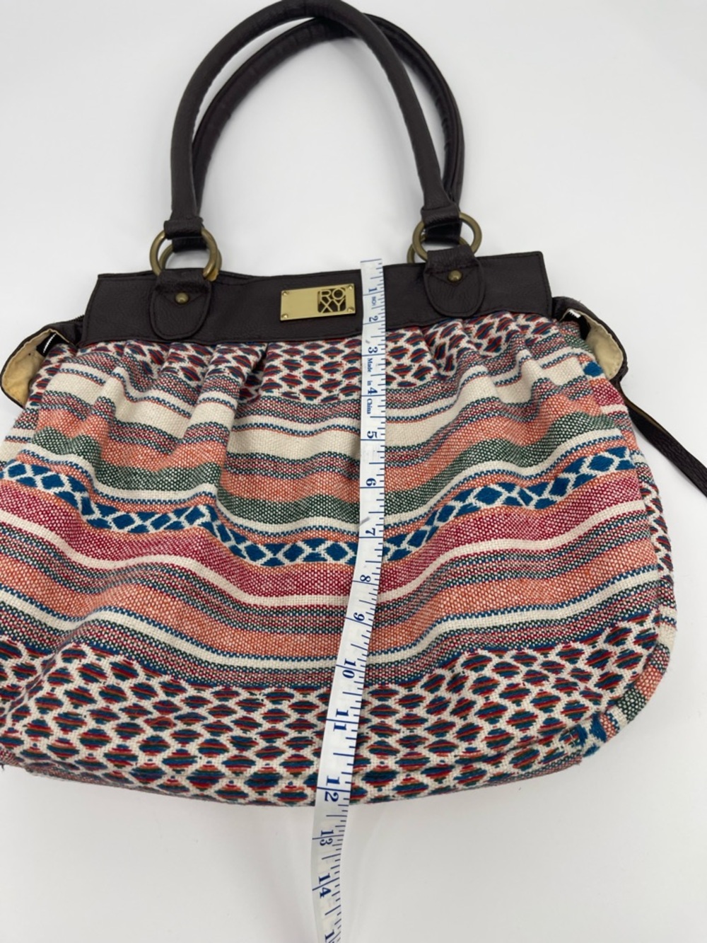 Roxy Boho Woven Shoulder Bag Eclectic Y2K Hobo Slouchy Effortless Southwestern - Picture 9 of 12
